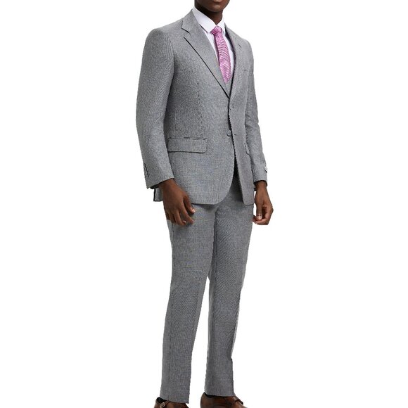 Stone Grey Double Breasted Vest Stacy Adams Men's Suit - Picture 2 of 6